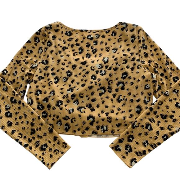 BP Women's Y2K Leopard Print Cropped Rib Cardigan & Camisole Size Large - Picture 9 of 10